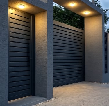 portal aluminio antracita carpinteria rey