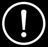 white exclamation mark inside white circle 
