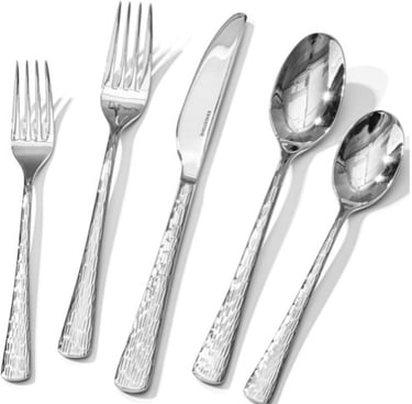 a set of four silverware spoons and forks