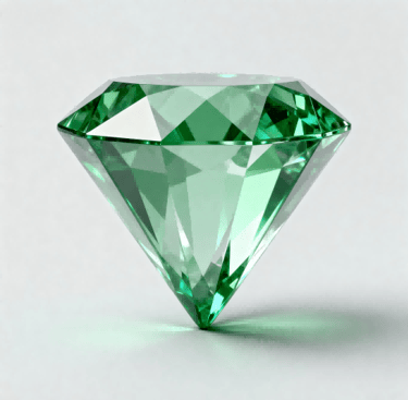 3D glassmorphism icon of a diamond, symbolizing uncompromising quality.