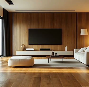 tv hanging wood wall