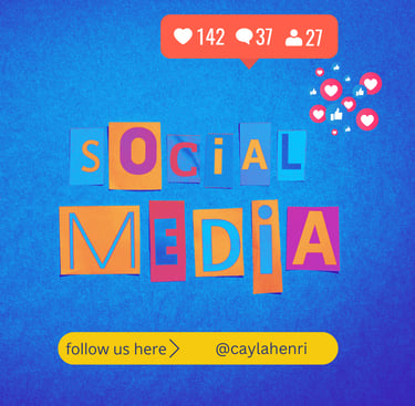 Cayla Henri: a social media banner with social media icons