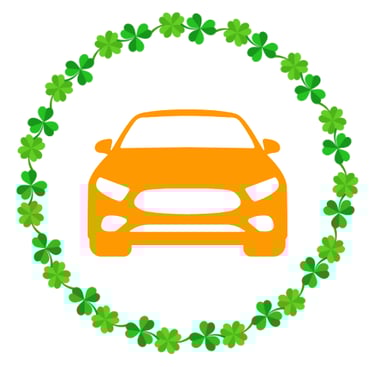 Car icon inside of clover border