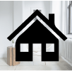 a house with a black house shaped like a house