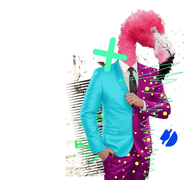 Geschäftsmann und Pelikan in einem - abstrakte grafische Darstellung