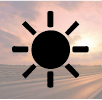 a clock with a sun setting