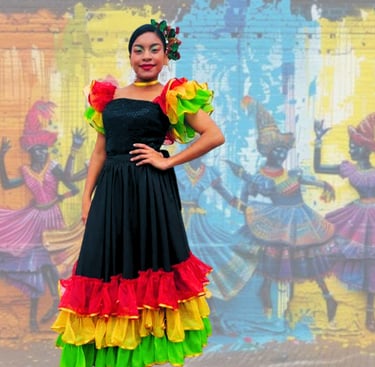 Dancer with a traditional costume of a Colombian dance
