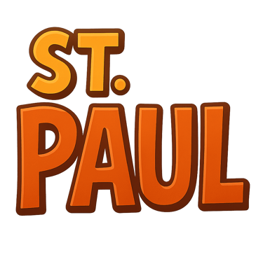 Graphic lettering with transparent background saying ST PAUL.
