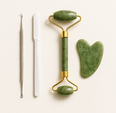 Skin care tools including jade rollers and facial massage tools for beauty treatment, export quality