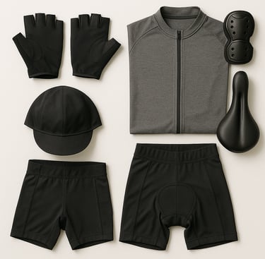 Cycling gear including gloves, helmets, protective wear and riding accessories