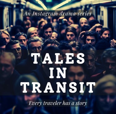 AI image of a sea of people crammed into a train carriage that is the cover of the Tales in Transit IG drama series