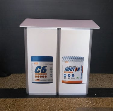 Easy to carry central fold small foot print Aluminium promoter