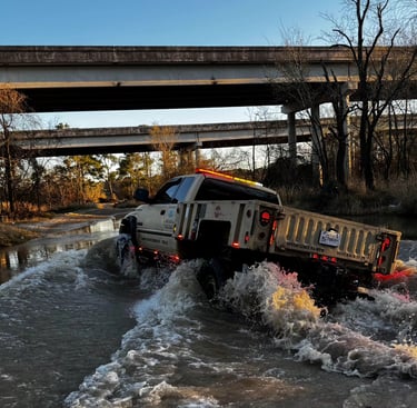 Cargo Truck driving through river