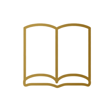 Icon of an open book with a light brown background 