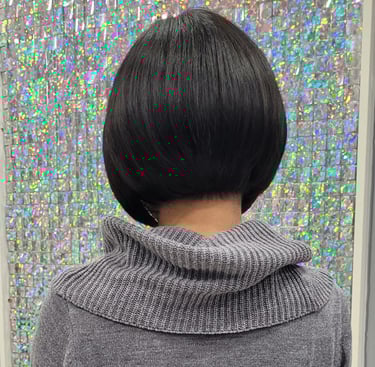 Short sleek black bob