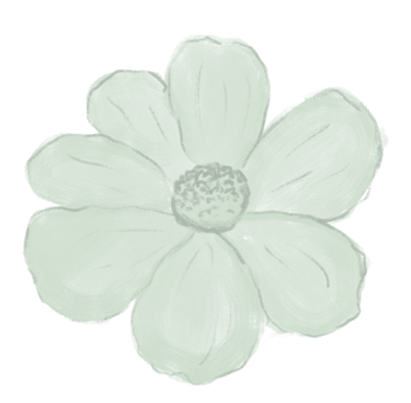 an illustrated cosmo flower in light green