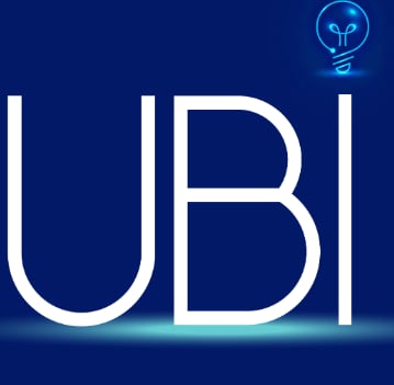 Utility Brokers Ireland UBI brand logo with energy swirl background