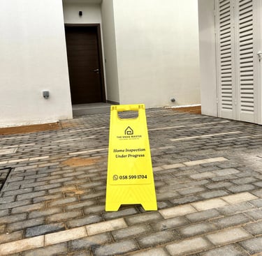 House inspection in progress signage outside villa entrance in Abu Dhabi