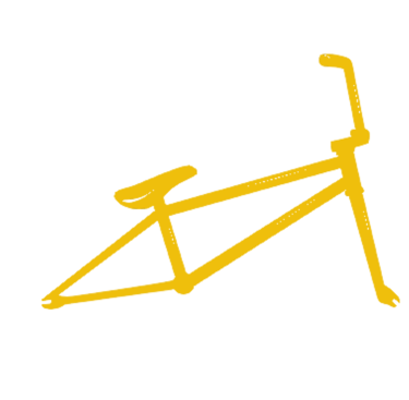 le cadre d'un vélo jaune