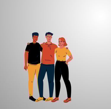 trois amis heureux 