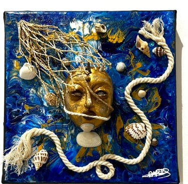 Ilona Paris tableau d'un visage sculptée émergeant de l'eau