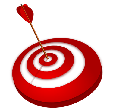 a red target target with a target arrow pointing to the center of a target