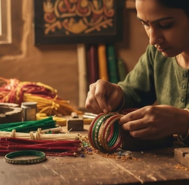 “Lac Chudi vibrant lac bangle detail shot showcasing traditional Indian craftsmanship