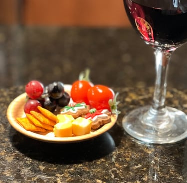 wine glass snack plate  