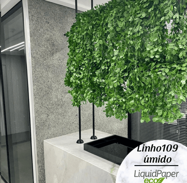 copa com papel de parede liquido cor cinza dom plantas em decoração