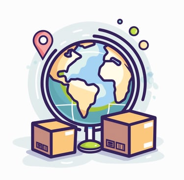 Icono de cobertura logística global con servicios de logística internacional 