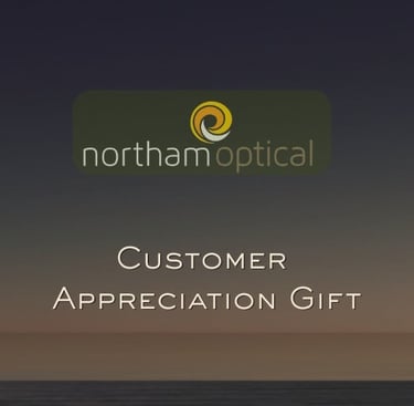Northam Optical logo above the words "Customer Appreciation Gift" on a dark coastal gradient background.