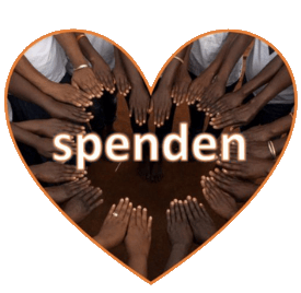 Herz aus Kinderhänden mit Aufschrift spenden