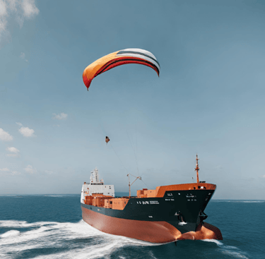 Un bateau cargo tracté par une voile Kite : vision extrapolé de la vision Behond the Sea