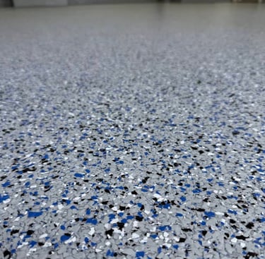 epoxy with ORBIT flakes garage floor