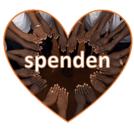 Herz aus Kinderhänden mit Aufschrift spenden