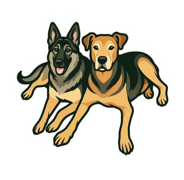 two dogs are sitting next to each other