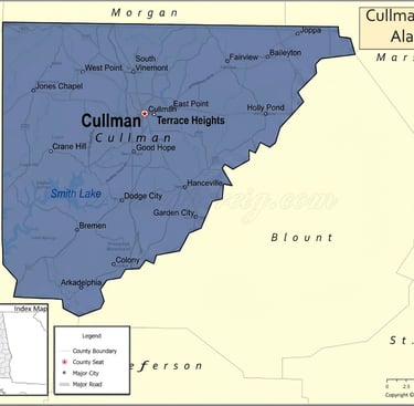 Map pf service area Cullman, Alabama