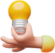 ilustracion 3d de una mano sujetando un bombillo amarillo