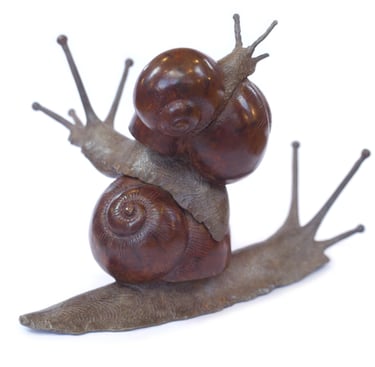 Miniature Bronze Sculpture Of Snail Family By Mark Richard Hall
