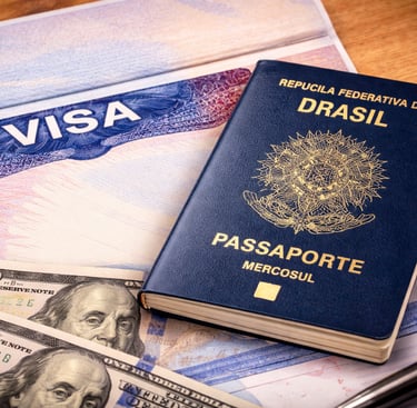 foto od passaporte brasileiro com visto americano