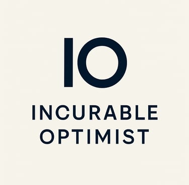 Incurable Optimist logo with IO initials above the words Incurable Optimist