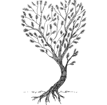 Icone représentant une mangrove en forme de coeur pour symboliser l'entente, l'union