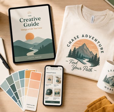 Productos digitales y artículos personalizados de print on demand diseñados con inteligencia artific
