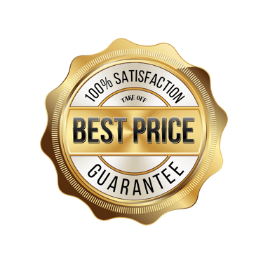 a gold badge with the words best price guarantee