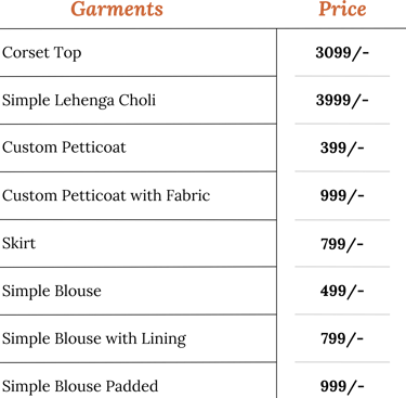 Ladies Tailoring Price