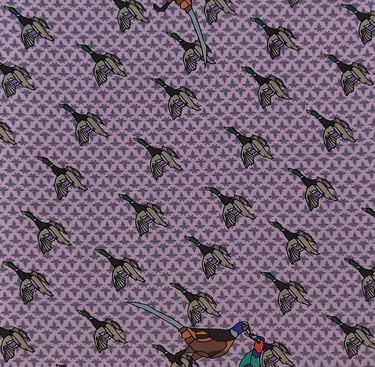 Silk Printed Fabric Bird Pattern
