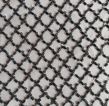 Lace fabric with embroidered beads