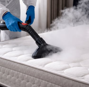 aplicación de vapor en colchón para control profesional de chinches