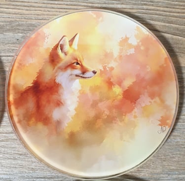 Art inspired forest animals. Fox, red squirrel, birds, puffin, oyster catcher, cow, sheep, pig, hare
