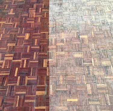 hard floor before and after cleaning 